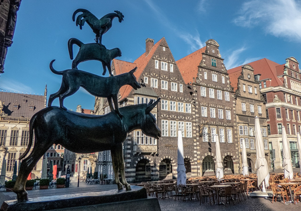 Ballonfahrt Bremen Blick auf die Stadtmusikanten