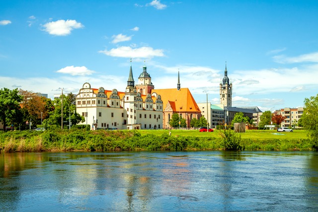 Blick auf das Stadtschloss von Dessau