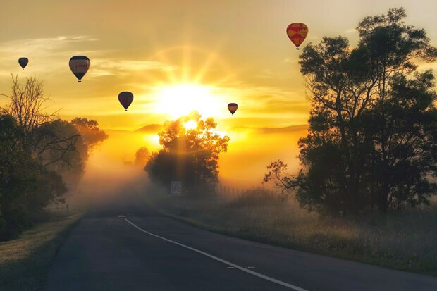 Ballonfahrt Hessen, Sonnenuntergang