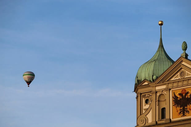 Ballonfahrt Allgäu, Blick über Augsburg